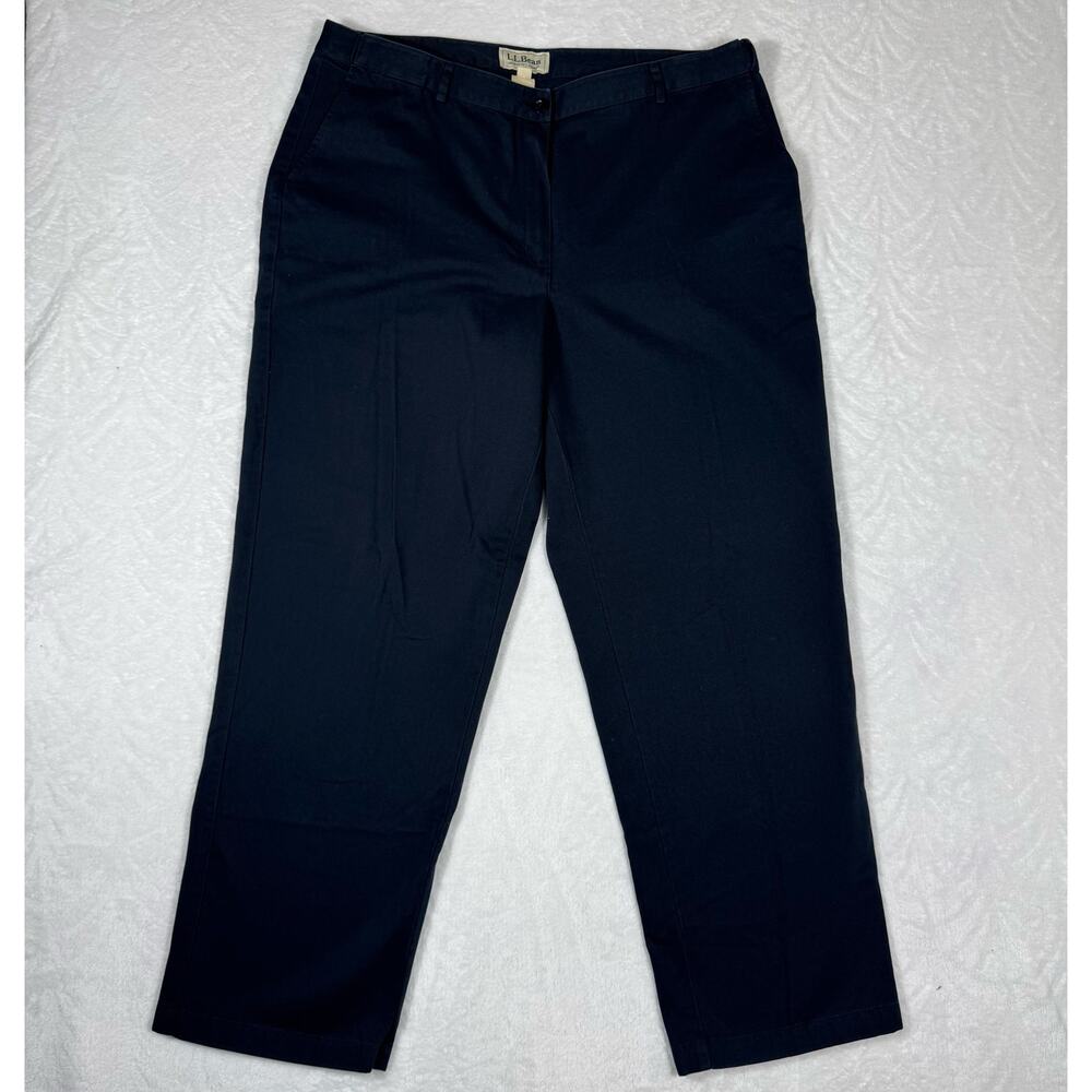 L.L Bean Favorite Fit Straight Blue Womens 18M/Tall Stretch Waist Pants Trousers